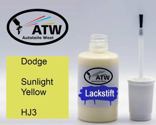 Dodge, Sunlight Yellow, HJ3: 20ml Lackstift, von ATW Autoteile West.
